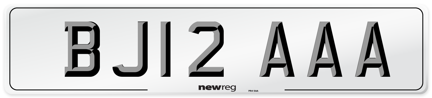 BJ12 AAA Number Plate from New Reg